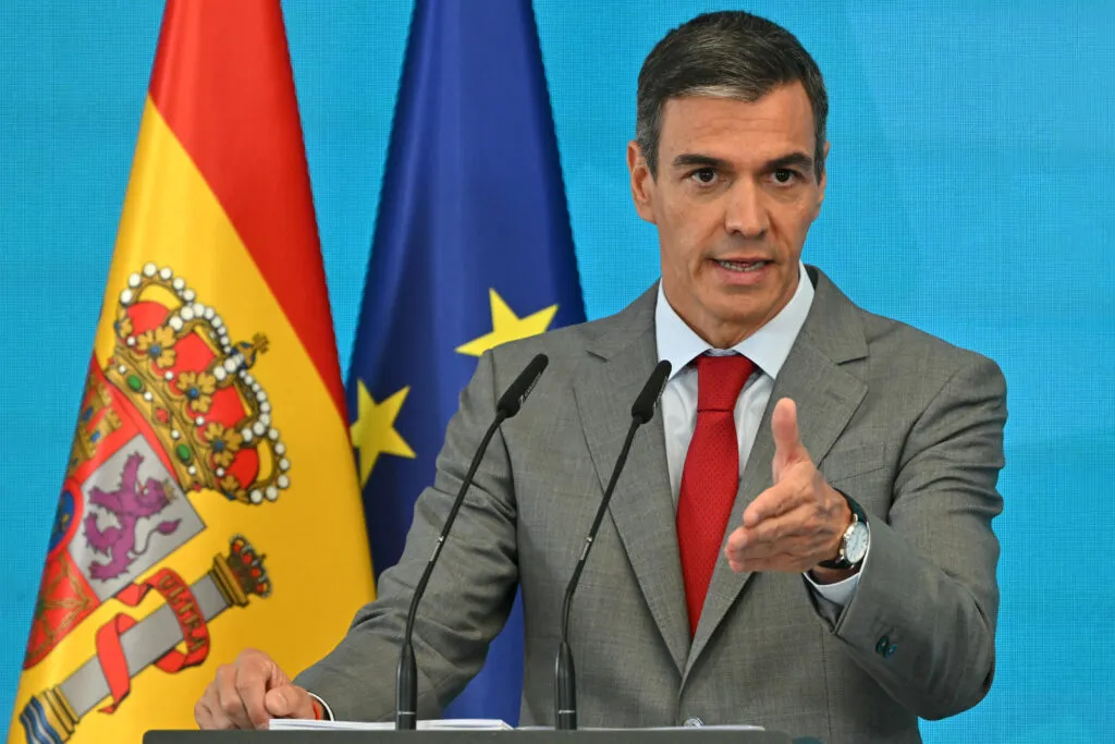 Pedro Sánchez lors d’une conférence de presse, 28 juillet 2026